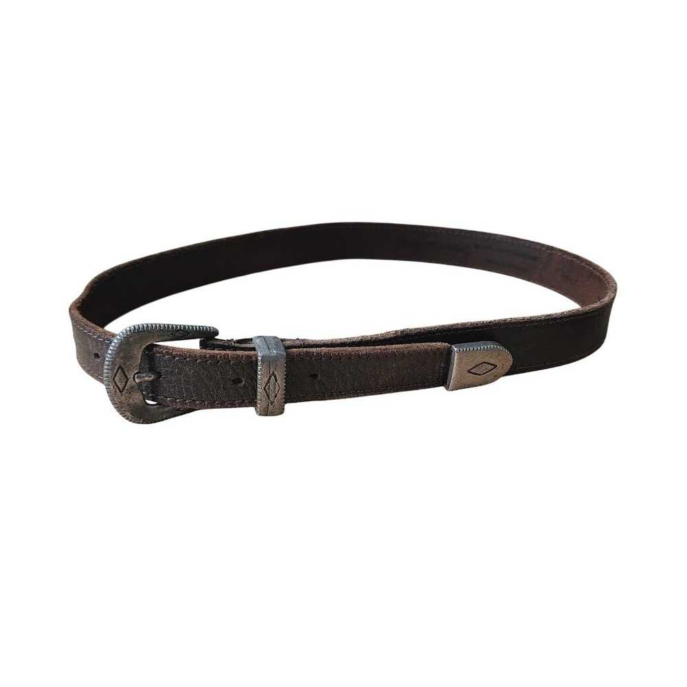 BANANA REPUBLIC 80s English‎ Saddle Leather Belt Western Ranger Silver